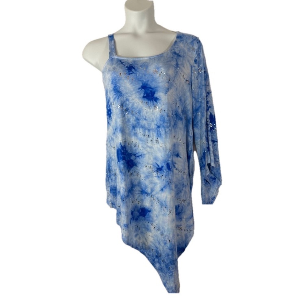 Ashley Stewart Blue Tie Dye One Shoulder NWT Size 14/16